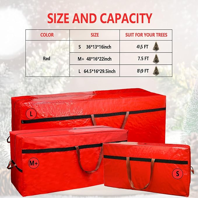 Christmas Tree Storage Bag -7FT/6FT Medium Waterproof Tearproof with 4 Handles Easy to Transport/Organize Dustproof and moisture-proof —Red