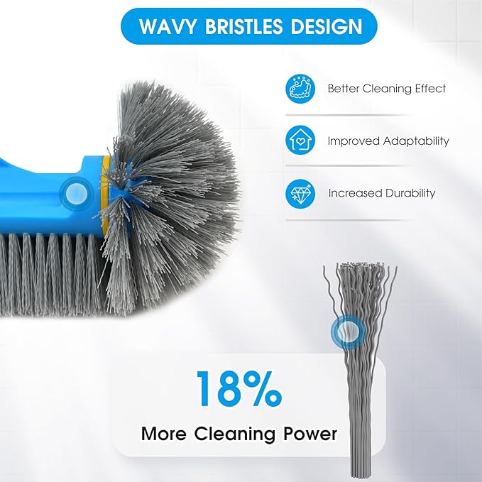 12.5'' Round End Pool Brush Head - Cleaning Wall & Tiles & Steps, Sturdy Nylon Bristles, Scrub Brush for Inground/Above Ground Pool, Spa, Hot Tub, No Pole