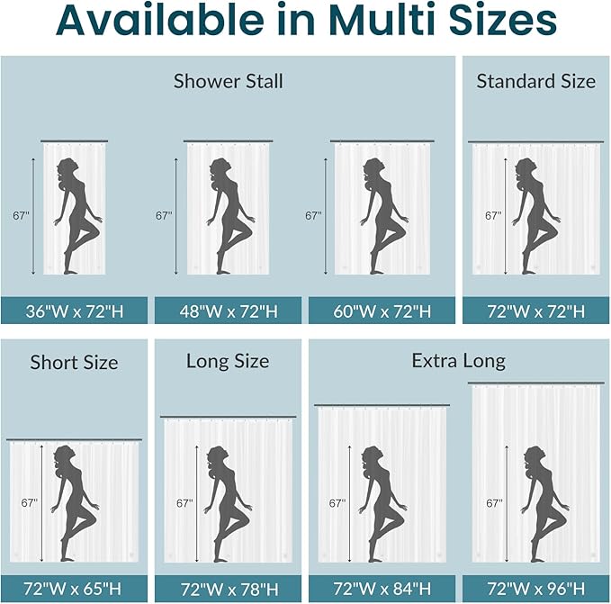 Titanker White Shower Curtain Liner 72 x 72 Plastic Shower Liner Washable Inside Shower Curtain Liner PEVA Shower Curtains for Bathroom with Magnets and Rustproof Metal Grommet Holes