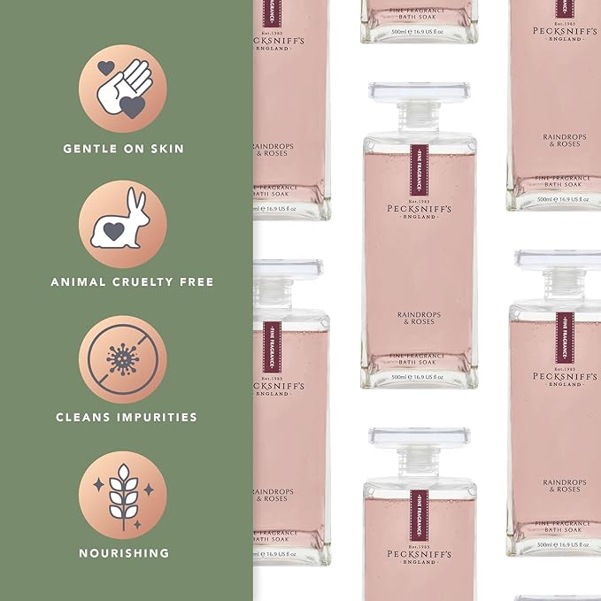 Pecksniffs Prestige 500ml Bath Soak Decanter Raindrops & Roses