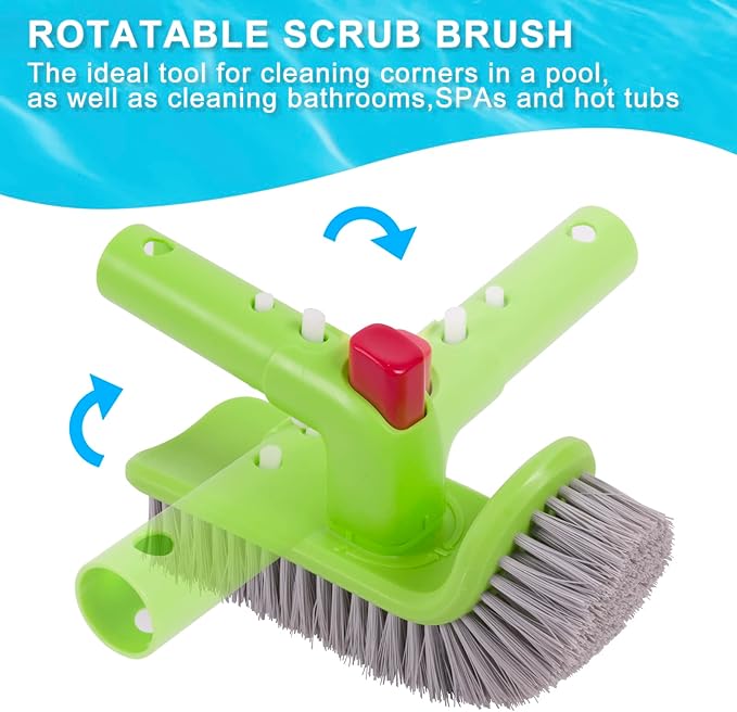 Sepetrel Deluxe Swimming Pool Cleaning Kit Including Rubber Edge Skimmer Net,17.5" Pool Brush Head & Hand Scrub Brush(NO Pole)