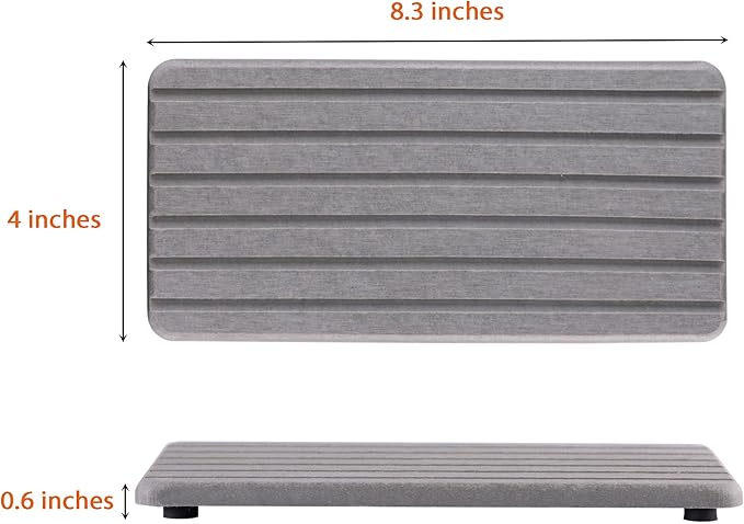 NiuYichee 2 PCS Water Absorbent Diatomite Coasters Rectangle, Grooved Design, Water Absorbing Stone Used for Hand Soaps & Plants & toiletries in The Modern Home