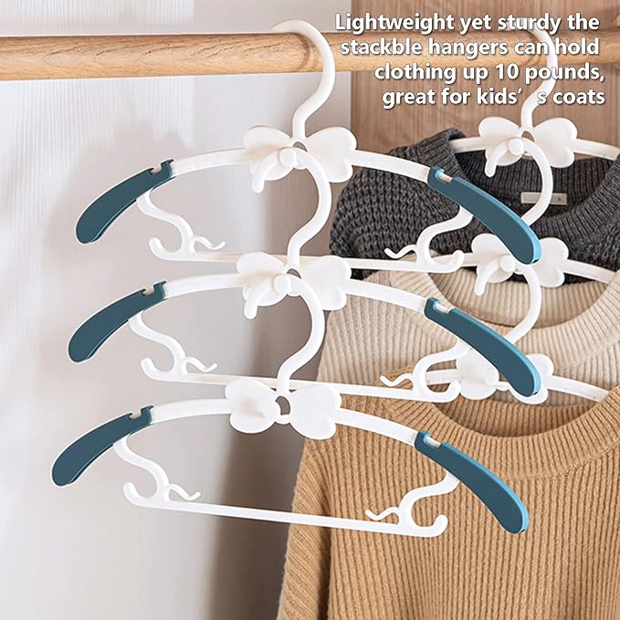 Baby Clothes Hangers, 11-14.5" Adjustable Kid Hangers for Newborn Closet, Plastic Small Infant Hanger for Toddler Pant, Child Coat Hanger for Boy Nursery Clothing, Girl Dresses, 20 Pack Blue