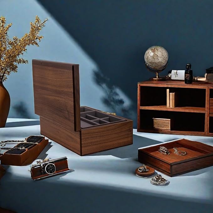 Exquisite Black Walnut Wood Jewelry Box & Organizers&holder: – Noble and Elegant Storage Solution,for Women Girls Valentines Birthdays Wedding Gift