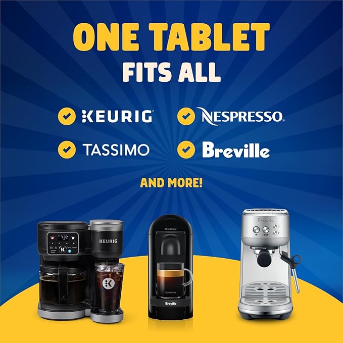 THE BIG FIZZ Coffee Maker Descaler - Easy to Use Coffee Machine Tablets Compatible with All Major Brands - Fast Acting Descaling Tablets Preserves Brew Flavor & Machine Longevity (24 Count)