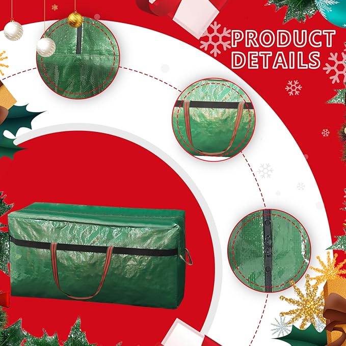 Christmas Tree Bag 4FT/5FT Small Christmas Tree Storage Bag Waterproof Tearproof with 4 Handles Easy to Transport/Organize Green