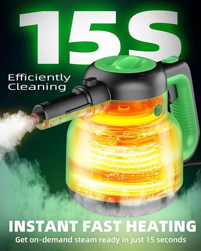 Steam Mop with Detachable Handheld Steam Cleaner for Home, 12-in-1 Multi Accessories, Quick 15s Heat, 221°F Floor Steamer & 320ml Water Tank, Powerful Steamer for Cleaning Floor, Carpet, Windows, Tile