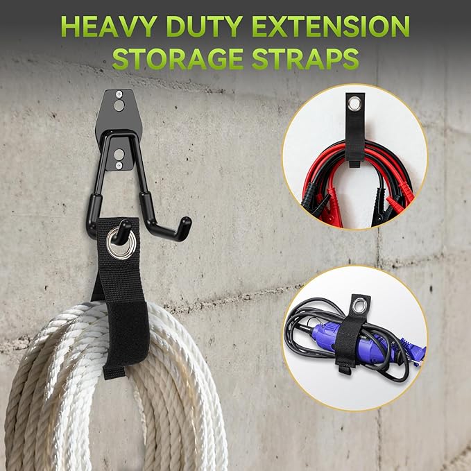 28 Pack Garage Hooks, Heavy Duty Garage Storage Hooks & Hangers Set, Wall Mounted Garage Organization System for Tools, Ladders, Bikes, Hoses, with Anti-Slip Coating Hooks for Garage, Shed, Workshop