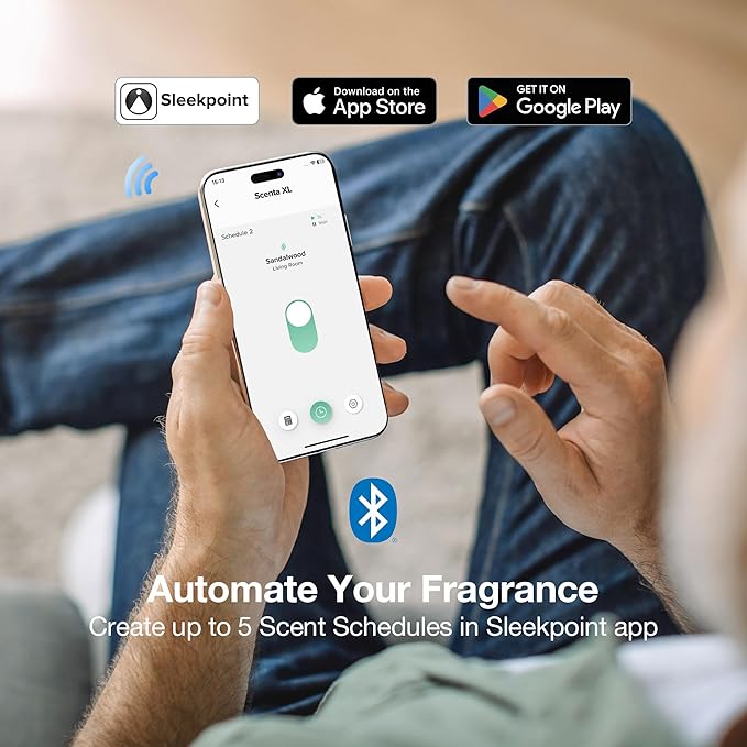 Airversa Smart Waterless Essential Oil Diffuser (400 mL Capacity) Starter Kit with 200mL Fragrance Scent Oils, Up to 2000 sq ft App Control Scent Air Machine with 12V1A Power Adapter, ANW Kit White