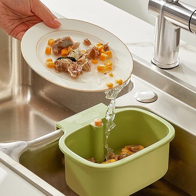 Corner Sink Strainer,Square Hanging Sink Corner Rack,Automatic Dumping Sink Strainer Basket,Faucet Sponge Storage Rack,Corner Sink Trash Catcher for Food Waste