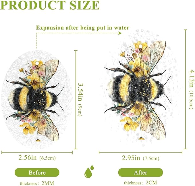 Kcldeci 3 Pack Kitchen Scrub Sponges Fluffy Bumblebee Kitchen Dish Sponge Non-Scratch Microfiber Sponge for Household Cleaning Dishes, Pots and Pans