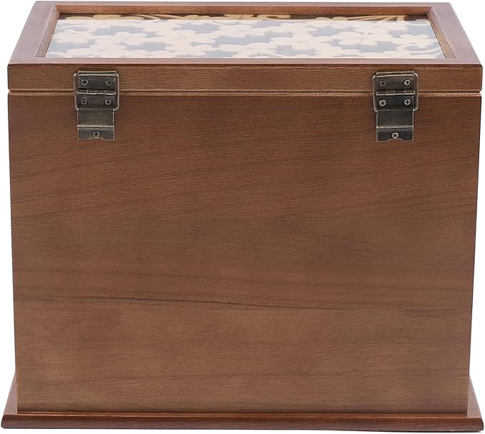 Eapmic Extra Large Four-Leaf Carved 6 Layers Wooden Jewelry Box Jewelry Case Cabinet Armoire Ring Necklacel Gift Storage Box Organizer (Brown Style 1)