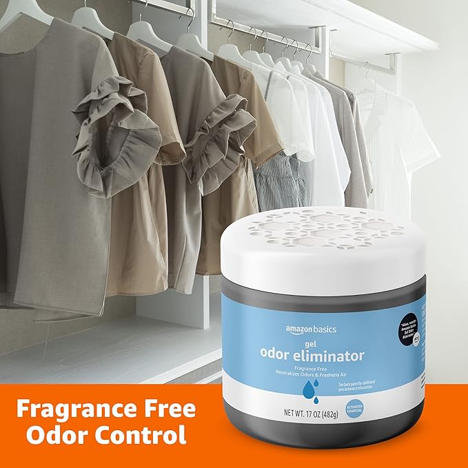 Amazon Basics Gel Odor Eliminator, Activated Charcoal, Fragrance Free, 17 Oz, Pack of 1