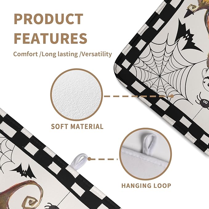 Wnoesat Happy Halloween Fall Pumpkin Dish Drying Mat for Kitchen Counter 18x24 In Spooky Ghost Bats Spider Web Buffalo Plaid Drying Mats Microfiber Dish Drainer Mat Large Absorbent Fast Dry Pad