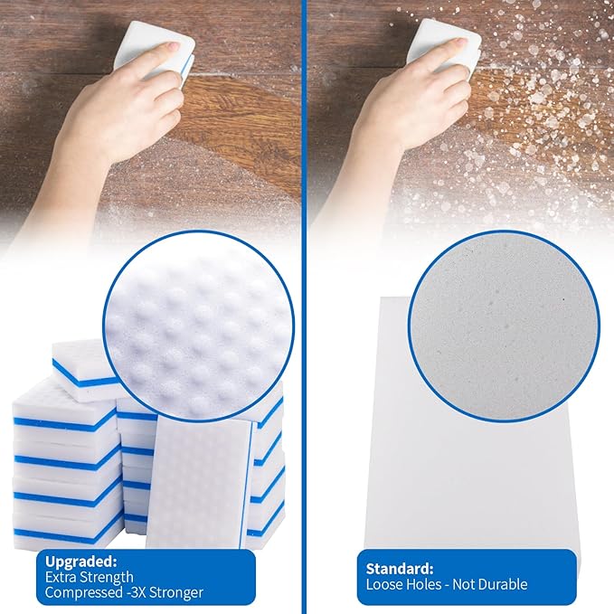 M. Neat Upgrade Melamine Sponge, 20 Pack Extra Thick More Lasting 3X Density Premium Magic Sponge Eraser, Multi Surface Power Scrubber Foam Stain and Mark Removal Cleaning Pads