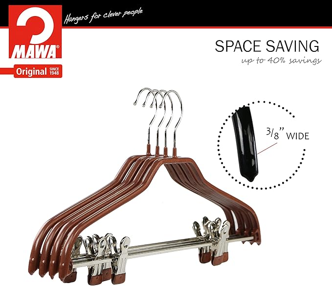 Mawa by Reston Lloyd Silhouette Series Non Slip Space Saving Hanger with Pant Clips, Style 40/FK,Set of 70, Copper