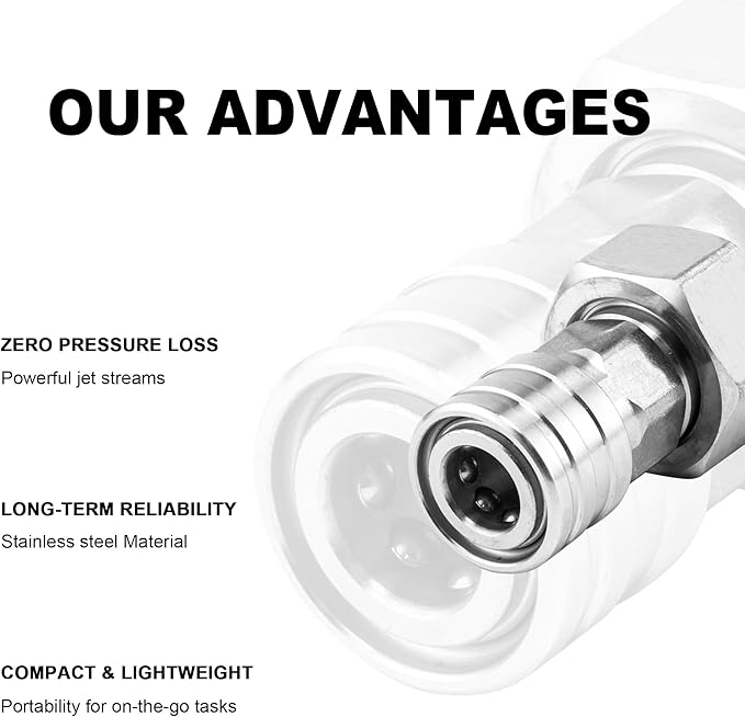 Raincovo Garden Hose to Pressure Washer Adapter, 3/4” GHT to 1/4” Quick Connect, Convert Water Hose to Power Washer Connector, Car Washing Nozzle & Hose Attachment, Stainless Steel, 1Pack