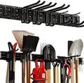 NattyDot Garage Tool Organizer Wall Mount 49.5inch with 9 Hooks Ski Rack for Garden Shovel Holder Garage Wall Organizer Wall Mount Tool Holder for Rack Shovel Shed(Black)