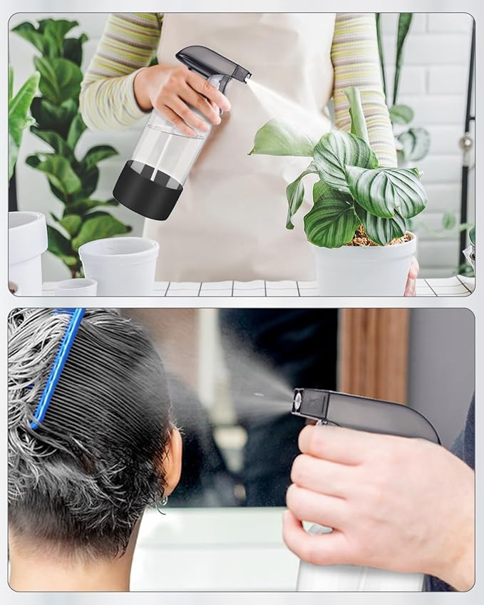 Rionisor Glass Spray Bottles with Silicone Sleeve Protection, Empty 16OZ Reusable Spray Bottles, Refillable Containers with Spray Nozzles for Cleaning Solutions, Plants and Essential Oils 1 Pack Black