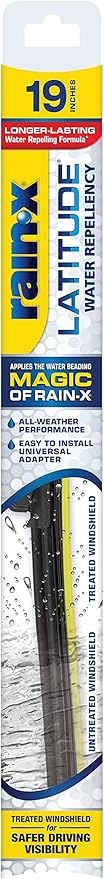 Rain-X 5079276-2 Latitude 2-In-1 Water Repellent Wiper Blades, 19 Inch Windshield Wipers (Pack Of 1), Automotive Replacement Windshield Wiper Blades With Patented Rain-X Water Repellency Formula