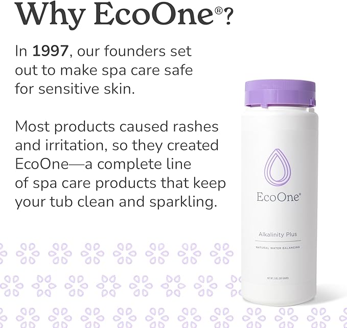 Alkalinity Plus by EcoOne | Natural Water pH Increaser for Hot Tub Application | Chlorine-Free, Phosphate-Free Hot Tub pH Increaser | Increases Alkalinity & Neutralizes pH to Prevent Buildup, 2 Lbs