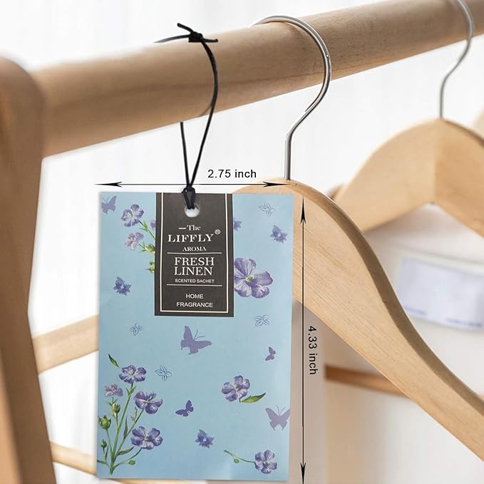 LIFFLY 14 Packs Scented Sachets for Drawers and Closets Lavender Fresh Linen Sandalwood Cherry Blossoms 4 Different Scent