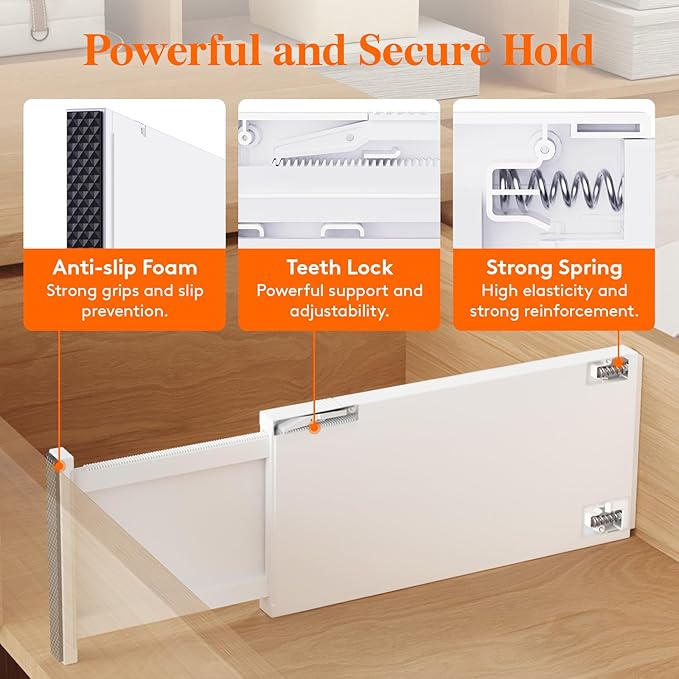 Lifewit 12 Pack Drawer Dividers Plastic 6" High, 13.5-22" Adjustable Drawer Organizers for Clothes, Expandable Dresser Separators in Bedroom/Bathroom/Kitchen/Fridge/Office Organization and Storage