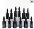 YIZHAO Black Glass Spray Bottles 2oz, with Small Fine Mist Spray, Metal Cap, Refillable for Essential Oil,Travel,Cleaning,Perfume,Aromatherapy,Makeup – 12 Pcs