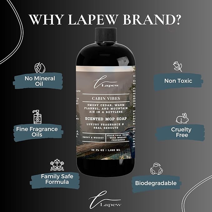 Lapew Cabin Vibes Scented Mop Soap Concentrate 36 oz | Premium Fragranced Floor Cleaner | Streak-Free | Hard Floor Cleaning Solution | Eco Friendly | Made in USA (Autumn Woods)