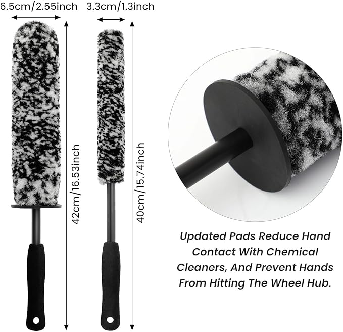 DEPOTA 7PCS Wheel Cleaner Brush Kit, Tire Brushes, Rim Cleaner Brush,Car Detailing Brushes, Tire Shine Applicator Pad, Car Wash Tools for Wheels and Tires No Spatter