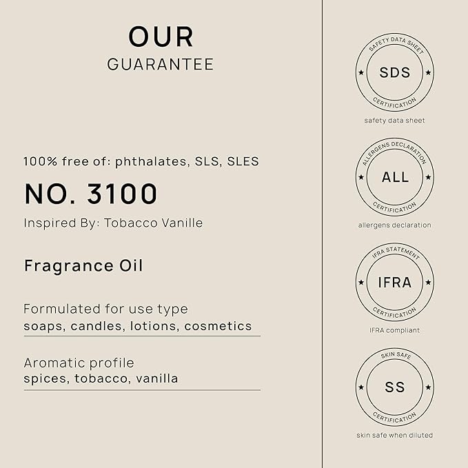 VINEVIDA [128oz] (Our Version of) Tobacco Vanille Fragrance Oil for Candle Making - Made in USA Scents for Soap Making - Natural Candle Fragrance Oil