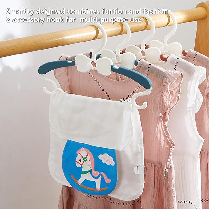 Baby Clothes Hangers, 11-14.5" Adjustable Kid Hangers for Newborn Closet, Plastic Small Infant Hanger for Toddler Pant, Child Coat Hanger for Boy Nursery Clothing, Girl Dresses, 20 Pack Blue
