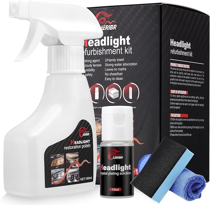 ieribr Automotive Headlamp Restoration Fluid Kit,Headlight Refurbishing Agent,2025 New Automotive Headlamp Restoration Fluid Oxidized Kit,Multifunctional Headlight Polishing for All Vehicle Types
