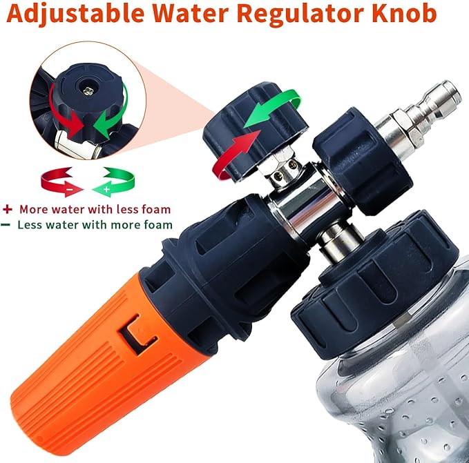 Feng Pai Pressure Washer Gun with Foam Cannon and Dual Connector, 7 Pressure Washer Sprayer Nozzles, Double Tip Attachment for Soap Cannon, 1/4" Quick Connect