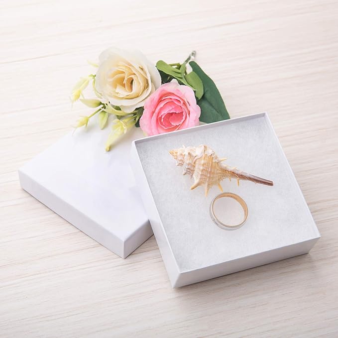 GEFTOL Jewelry Gift Boxes 40 Pack 3.5x3.5x1 Inch Cardboard Jewelry Boxes,Small Gift Boxes for Jewelry Earrings Necklaces Handmade Bangles Bracelets(White)