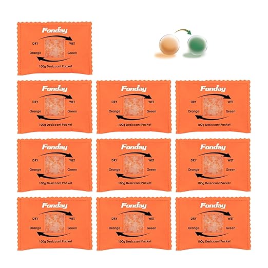 100g x 10 Packs Fonday Rechargeable Silica Gel Desiccant Packets Fast Reactivate Desiccant Bags Moisture Absorbers for Storage Bins, Suitcase, Safe, 3D Filaments, Electronics