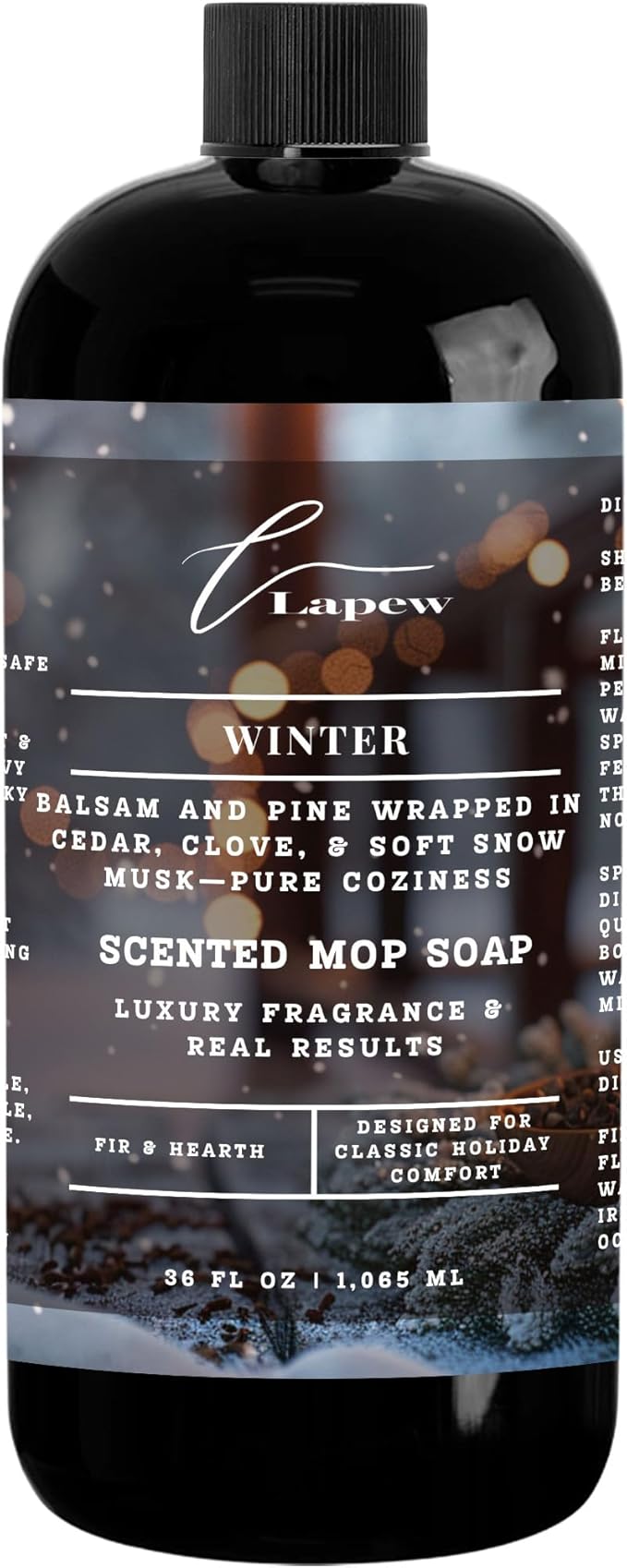 Lapew Winter Scented Mop Soap Concentrate 36 oz | Premium Fragranced Floor Cleaner | Streak-Free | Hard Floor Cleaning Solution | Eco Friendly | Made in USA