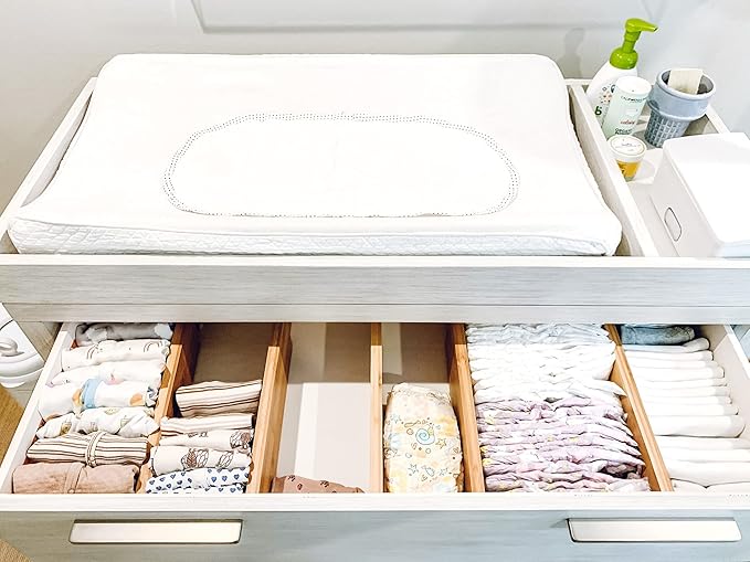 Lipper International 8897 Bamboo Wood Custom Fit Adjustable Deep Kitchen Drawer Dividers, Set of 2