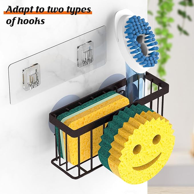 MURLONG Sponge Holder Smiley Face,Sink Caddy,Sink Organizer with 2 Suction Cups/1 Adhesive Strips,Designed for Sponge,Soap,Dish Brush,Scrubber - Bronze