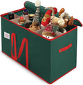 Christmas Nutcrackers Storage Box Stores 8 Figurines and Nutcrackers Sized 15 Inches, Holiday Nutcrackers Organizer with Adjustable Dividers, Extra Pockets, 600D Oxford Fabirc, Durable Handle (Green)