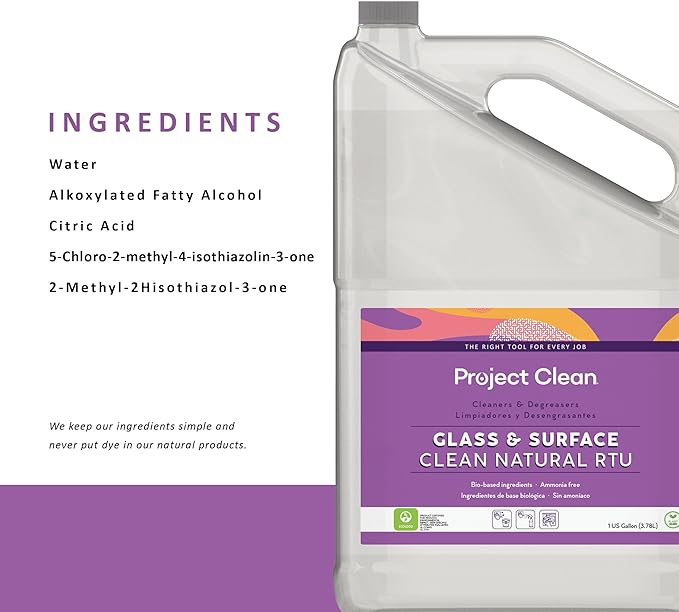 Project Clean Commercial Industrial Glass & Surface Clean, Non-Toxic Biodegradable Multi-Surface Cleaner Solution, ECOLOGO Certified (4)