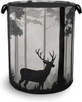 Deer Laundry Basket,Forest Foldable with Handles Tote Bag Oxford Cloth for Bathroom Bedroom Dirty Clothes Storage Bucket 16" x 20.8"