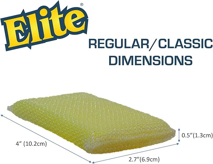 Elite All Purpose Cleaning Pad, 3 Pack, Non Scratch, Dish Sponge, Scrubber, Sponges for Kitchen and Household Use, Made in USA