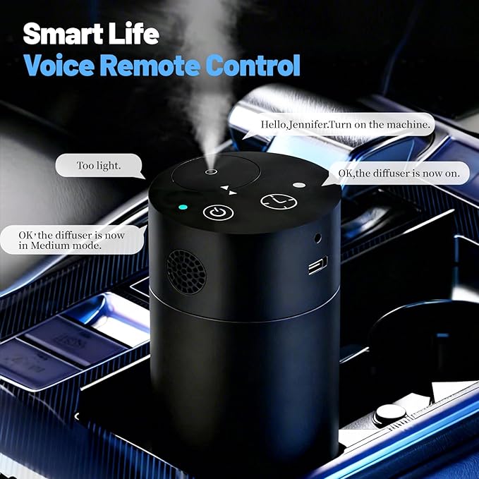Smart AI Control Waterless Scent Diffuser Starter Kit - Alloy Atomization System, Rechargeable Hotel Scent Diffuser, 1500 Sq Ft Coverage, for Home, Large Room, Spa, Cream (Voice Control)