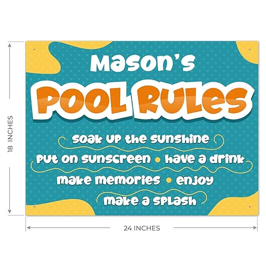 Custom Pool Sign, Pool Rules Soak Up The Sunshine for Pool Décor Sign, 18x24 Inches, Rust Free .063 Aluminum, Fade Resistant, Made in USA by Sigo Signs