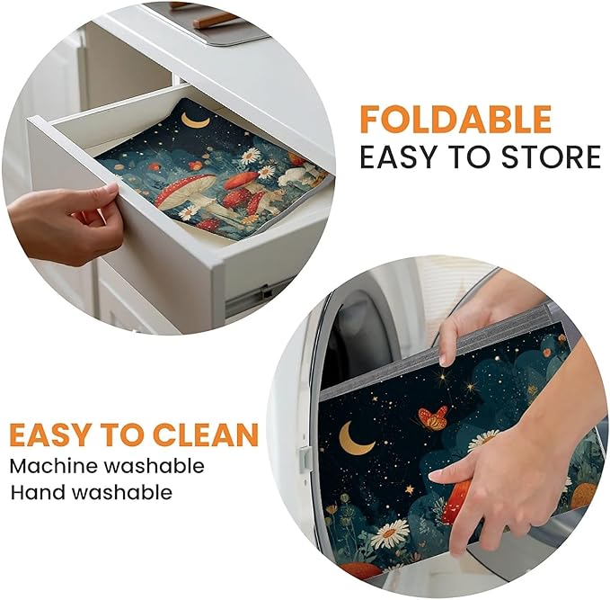 Dish Drying Mat For Kitchen Counter, Black Mushroom Microfiber Absorbent Dish Drainer Rack Pad Reusable Large 18x24in Drying Mat