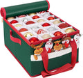 Christmas Ornament Storage Box Holiday Ornaments Storage Container Bin Zippered Top Ball Storage with Adjustable Dividers Holds 72 Ornaments (3 Inch) Green