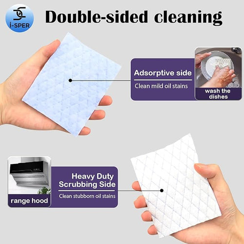 5 pcs Light Scrub Pad Singles with Foam, Triple Cleaning Scouring Pad Heavy Duty Household Non-Scratch Abrasive Hand Pad Multi Surface Magic Sponge Sheets for Home Surfaces Indoor Cleaning