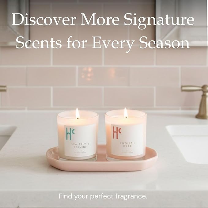 English Rose Single Wick Soy Candles, Luxury Scented Candles for Home - Up to 60 Hour Burn Time, Cruelty-Free Soy Wax Blend - Floral Rose & Jasmine Fragrance (9 oz)