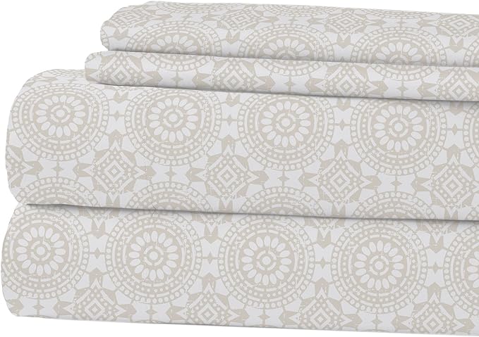 Modern Threads Printed 4-Piece Extra Soft Bedding Sheets & Pillowcase Set, Deep Pocket up to 16 inch Mattress Abella Full
